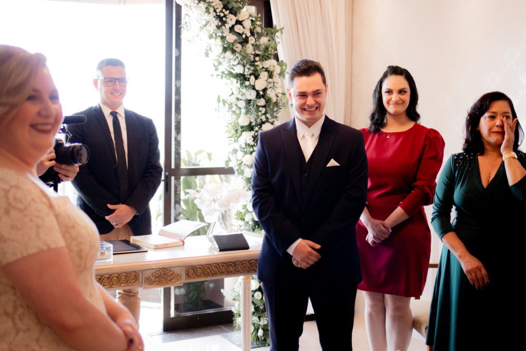 Aline e Fábio | Home wedding romântico com toque azul